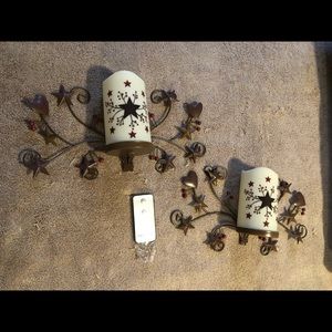 Decorative wall sconces with remote for plastic candles. New.